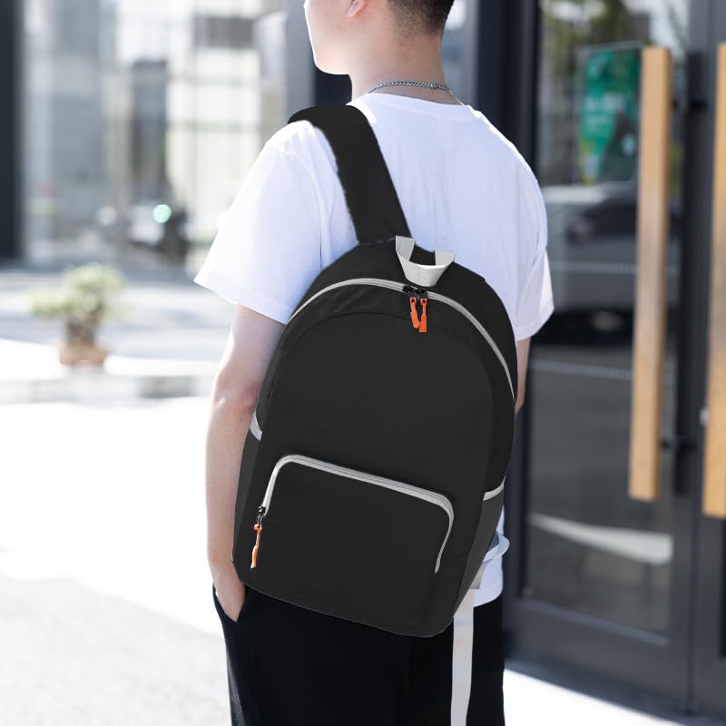 Mochila ligera plegable 30L impermeable negra miniatura 1