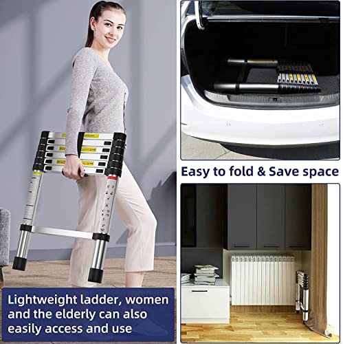 Image of Plantex 12.5 feet (3.8m) Telescopic Ladder /Durable Steps /Height Adjustable Ladder /Stainless Steel Telescopic Ladder /Extendable Portable Steps and Compact Design (EN131 Certified)