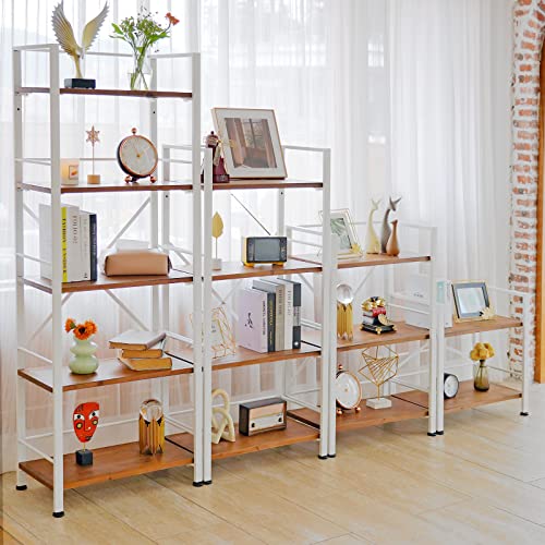 Crofy 5 Tier White Bookshelf, Real Wood Bookshelf Simply Assembled In 10 Minutes, Metal Book Shelf For Storage, Bookcase For Office Organization And Storage, 12.6 D X 23.62 W X 64.17 H Inches #TOP6