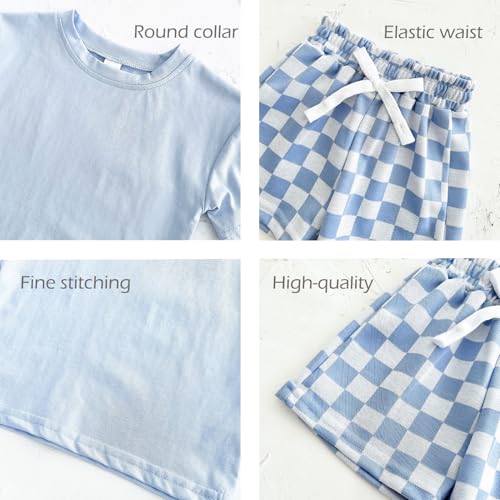 Image of 4 Piece Baby Boys' Clothing Sets Toddler Summer Outfits | Cotton Cute Baby Boy Summer Clothes, Short Sleeve Toddler T Shirts & Elastic Short Sets for Infant