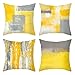 Lieson Juego de 4 fundas de almohada decorativas de 18 x 18 cm, color amarillo, gris y blanco, 45 x 45 cm, de poliéster