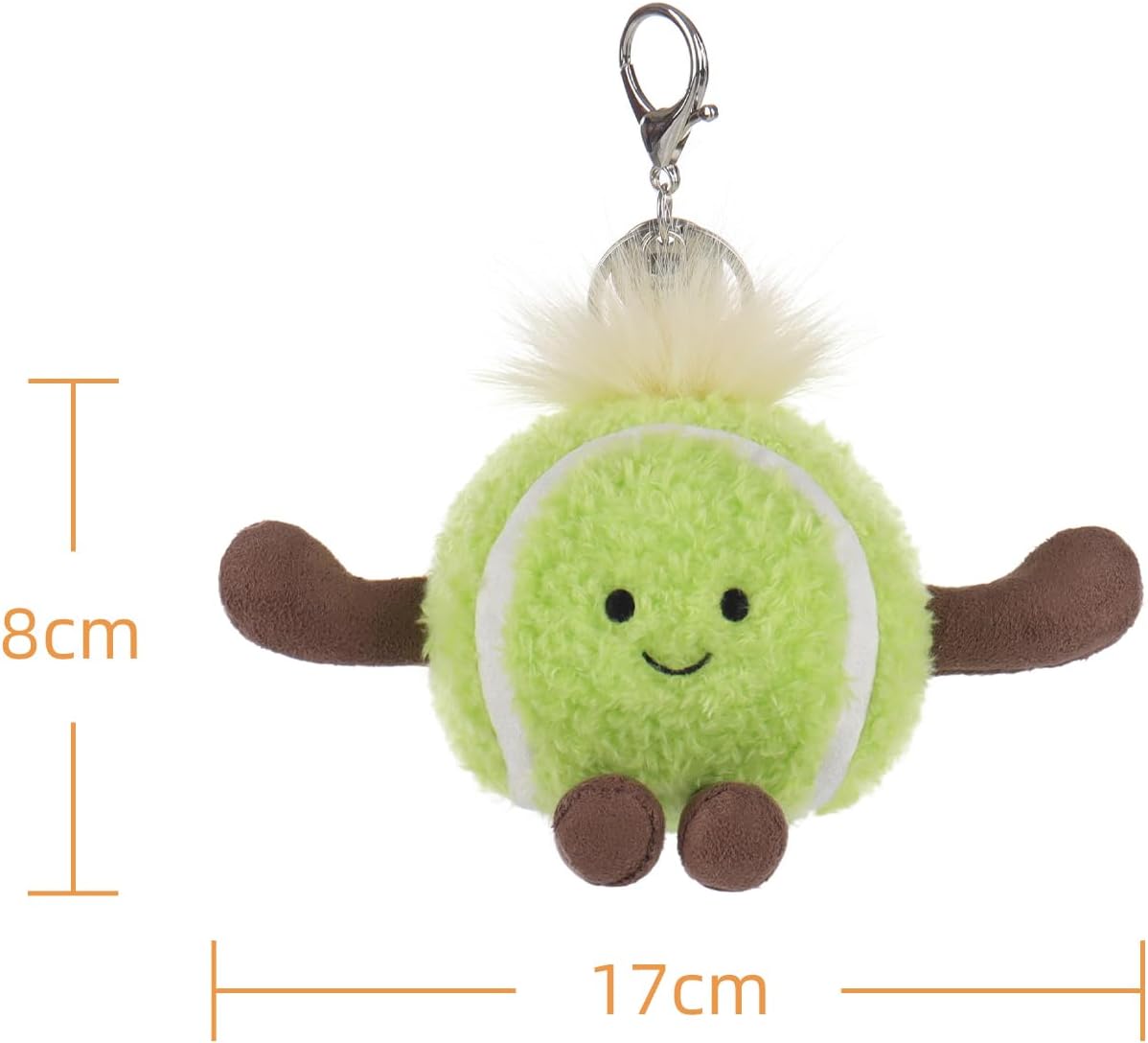 Apricot Lamb Tennis Cute Keychain, Soft Stuffed Plush Toy Keyring for Kids' Backpack, Purse, 3 Inches - Image 7