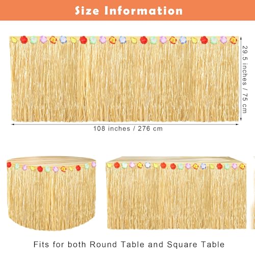 image for Fovths Luau Grass Table Skirt Natural 9 Feet x 29.5 Inch Hawaiian Tabl