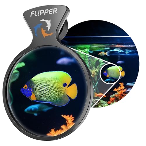 Flipper DeepSee 4" Viewer - Filter Clear Lens and Aquarium Magnetic Magnifier - Fish Tank Magnifying Glass for Coral Reef Aquarium - Magnetic Magnifying Glass Ideal for Photography - Black