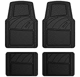 Bell & Howell Heavy Duty 4 Pack Car Mats, All Weather Floor Rubber Mat for SUVs, Cars, and Trucks, Custom Trim, Super Easy to Clean (BH1614)