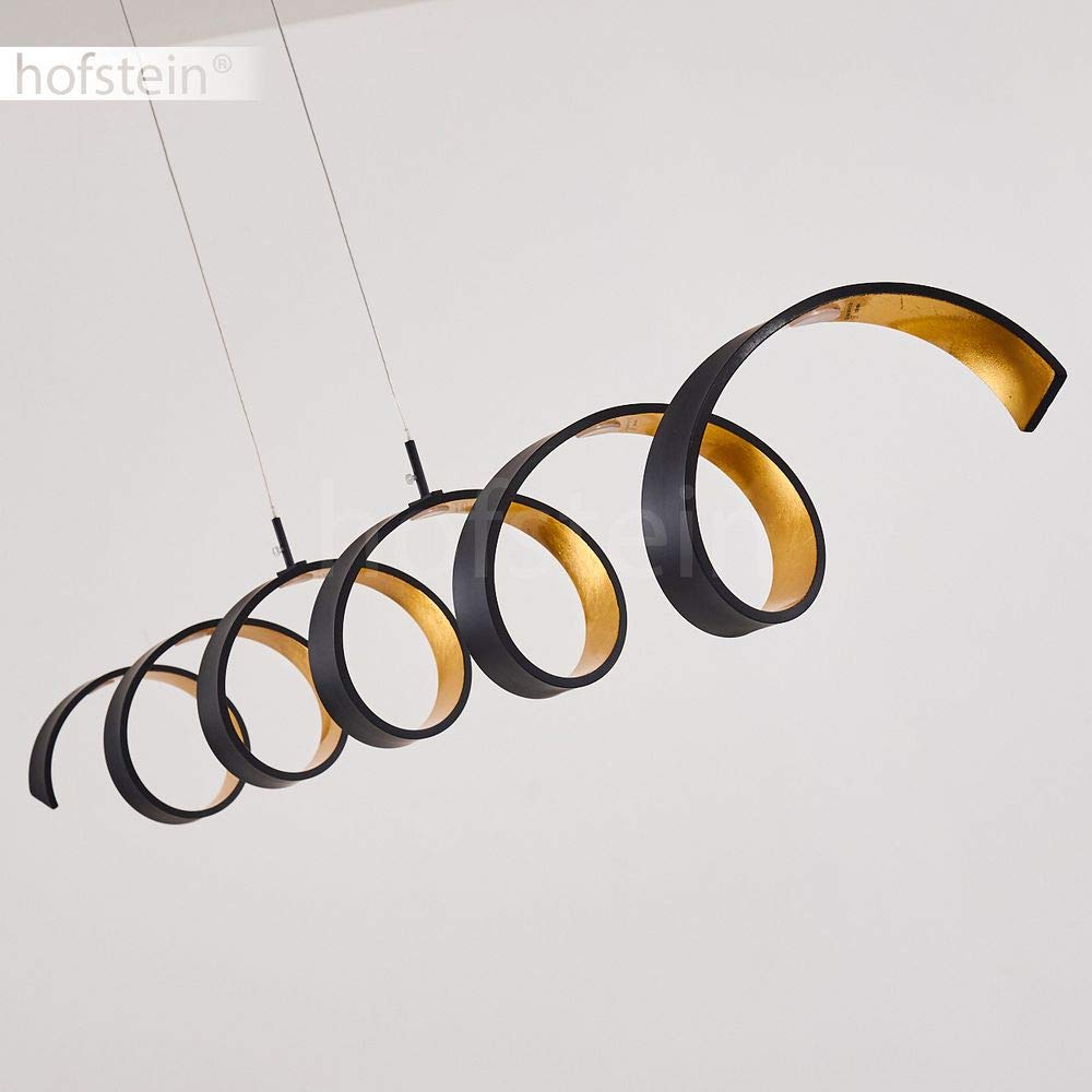 LED Pendelleuchte Rezat, dimmbare Hängelampe aus Metall in Schwarz/Gold, längliche Hängeleuchte, Höhe max. 125 cm, 6 x 5 Watt, 1800 Lumen, Lichtfarbe 3000 Kelvin (warmweiß)