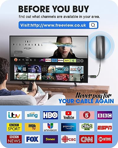 image for WU-MINGLU TV Aerial Indoor - TV Aerial 250+ Miles Range - Digital Free