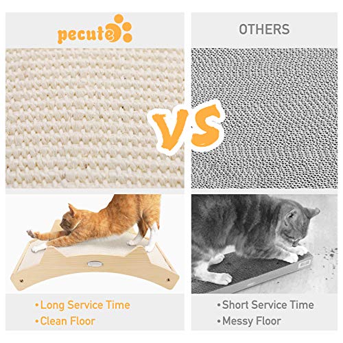 Pecute Cat Scratcher Lounge, Woven Sisal + Carpet Cloth Double-Sided Durable Cat Scratchers Bed Wooden Structure Kitty Scratching Pads (16.5X10.8In) #TOP4