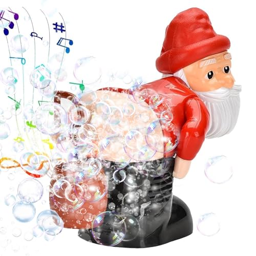 Santa Claus Seifenblasenmaschine Elektrische Bubble Blower mit Musik & bunten LED-Lichtern Automatische Weihnachtsmann Seifenblasenmaschine für Weihnachten Kinder Geburtstag & Party (Rot) (A)