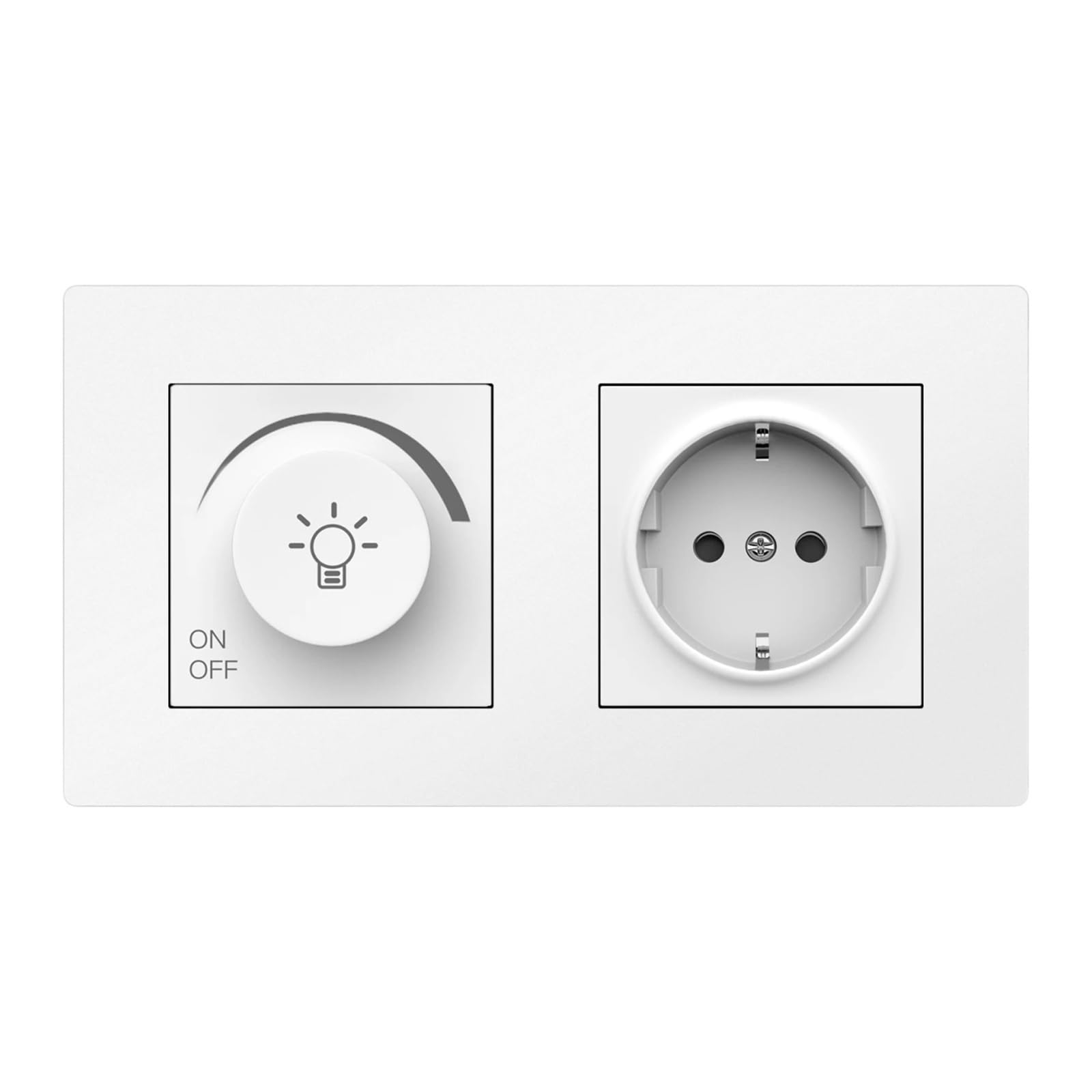 Variatore di luce standard con pulsante rotante, dimmer regolabile in luminosità, alloggiamento in plastica. (Dimmer Socket White)