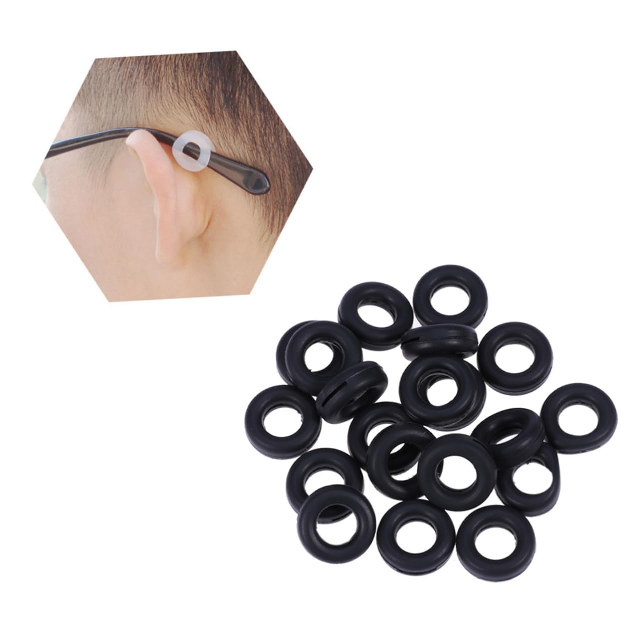 Healeved 10 Pairs Anti-Slip Ring Round Glasses Eyeglasses Sleeve Replacement Glasses Holder Eyeglass Anti- Slip Round Silicon Eyeglass Anti-Slip Round Glasses Retainers Black