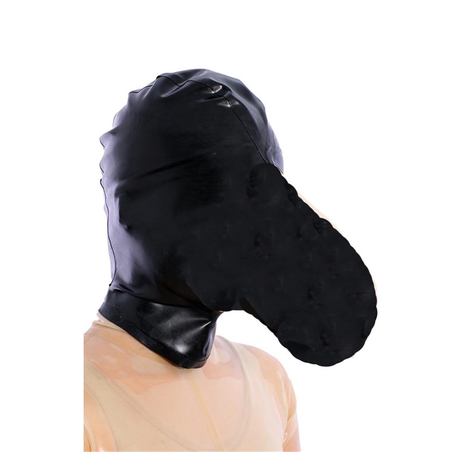 SMGZC Latex Head Cover,Black All inclusive Latex Mask Latex Face Hood Rubber HeadMask, Back Zipper for Cosplay Party Club Wear
