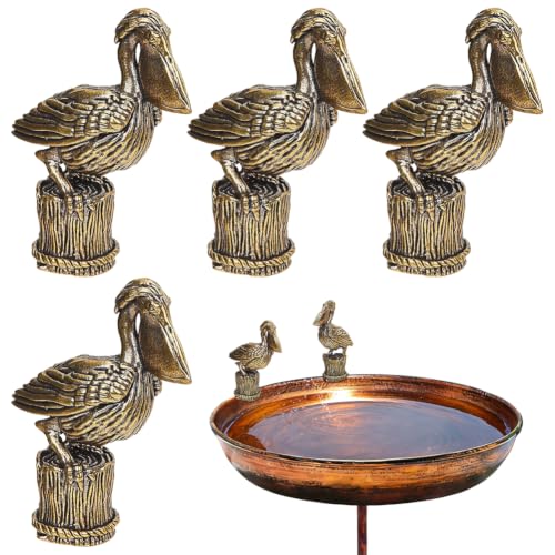 Disco de cobre para baño de pájaros OLYCRAFT con 4 figuras de pelícano 2