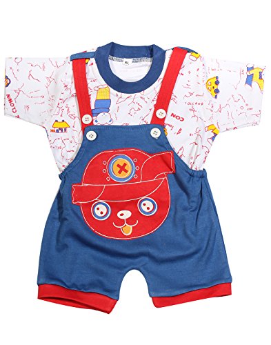 Image of babeezworld dungaree for Boys & Girls casual printed pure cotton-Pack of 2 (9101990001189; Multi Colour)