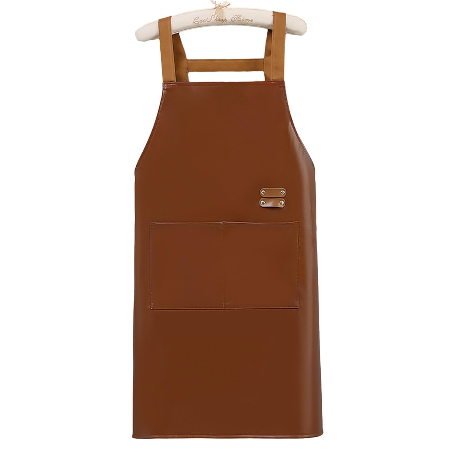 Kalttoy Stylish and Practical PU Leather Apron Restaurant Waterproof Apron Cooking Work Clothes with Pocket for Women Men Oil Resistant