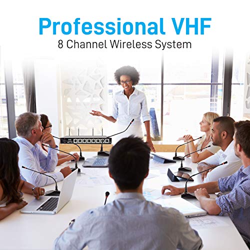 image for Pyle 8 Channel Wireless Microphone System - Portable VHF Cordless Audi