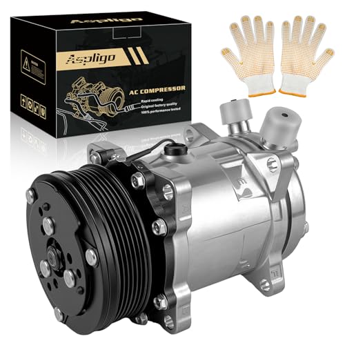 AC Compressor Compatible with Sanden 508 5H14 SD508 6PK Serpentine Belt 12V Universal Air Conditioning Compressor with Clutch Replacement for 5H14 Style 138CC PAG46 Pre-charged