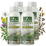 LERAVA® Diserbante Totale Potente (4x500 ml) - Glifosato erbicida contro erbacce - Diserbo totale foglie e radici - Seccatutto potente per infestanti in giardino