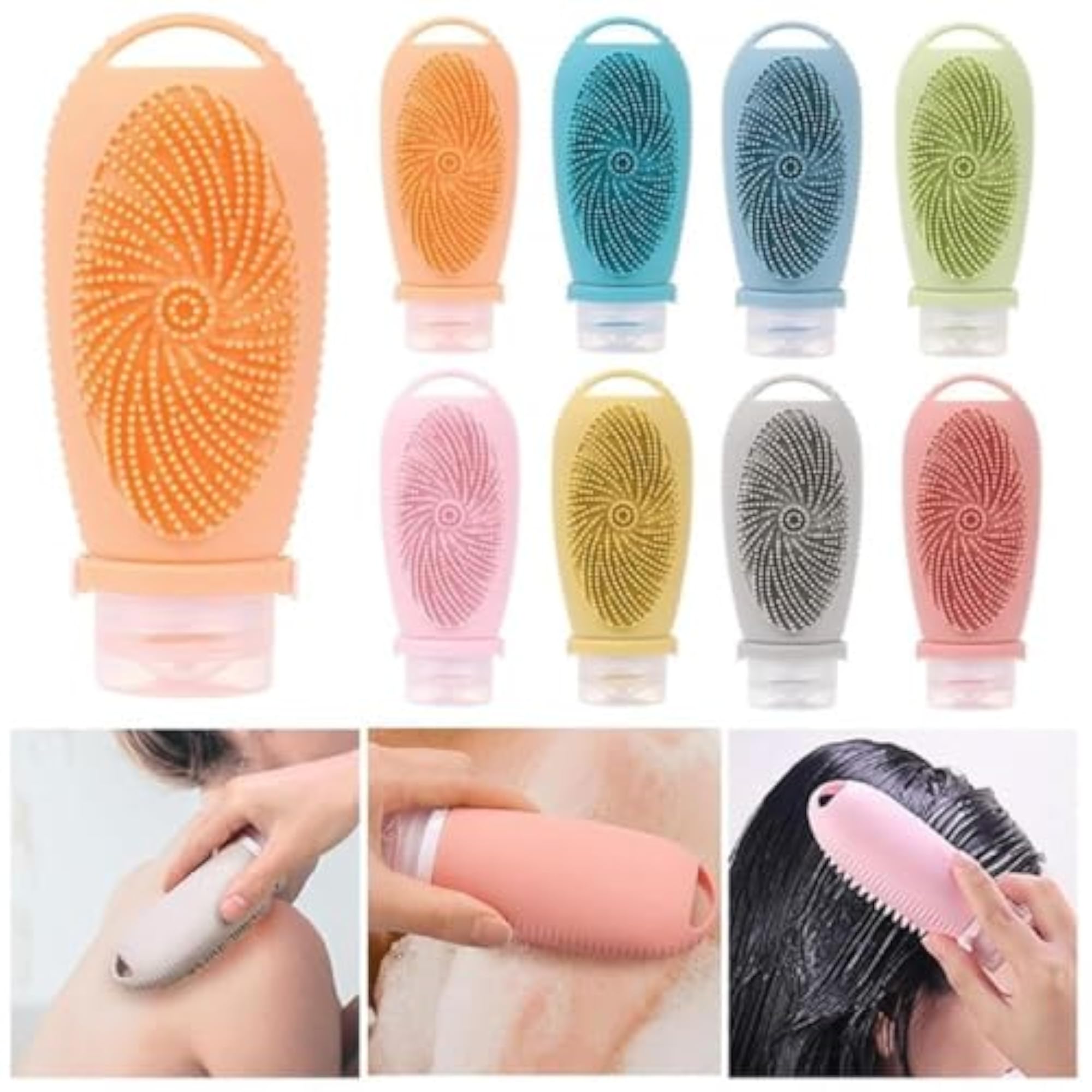 Set of 2 Refillable Squeeze Lotion Bottles with Brush