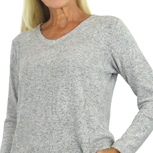 LA CERA Women's Solid V-Neck Sweater Top Long Sleeves, 80% Rayon 15% Polyester 5% Spandex, Pull On, Machine Wash3