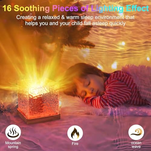 One94Store acrylic Romantic Ocean Wave Night Light Projector Lamp, 3D Water Wave Effect, LED Projection Lamp for Bedroom Decor, Remote Control (Cube Shape) 7 51m6BjW3CqL