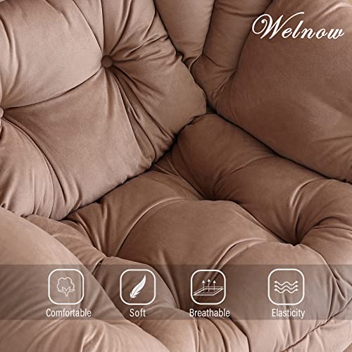 Welnow Lazy Chair With Ottoman, Modern Lounge Accent Chair With Armrests And A Side Pocket, Leisure Upholstered Sofa Chair Set, Reading Chair With Footrest For Small Space, Corner Chair, Dark Brown #TOP6