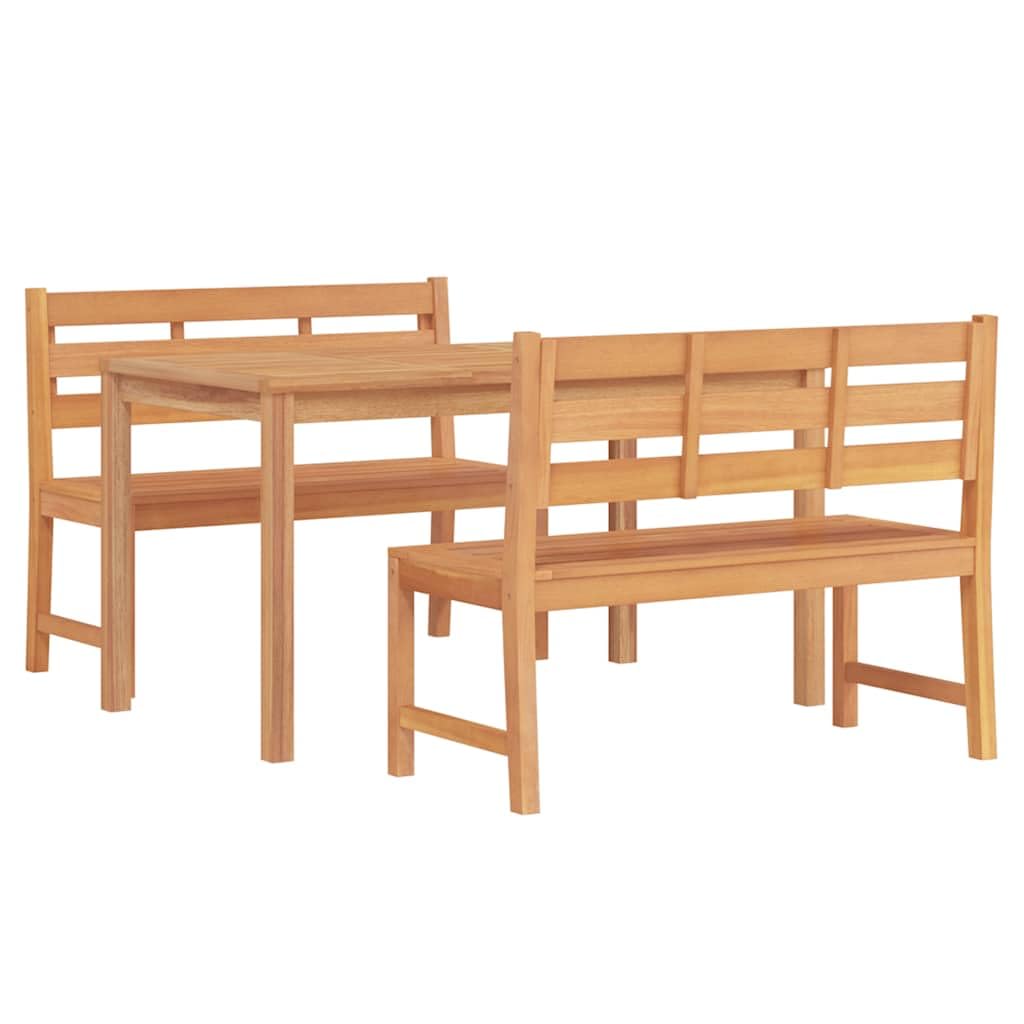 Fengshui Set da pranzo da giardino, 3 pezzi, in legno massello di teak | Impermeabile, piano del tavolo stabile, comodo schienale, istruzioni di montaggio incluse (lingua italiana non garantita)