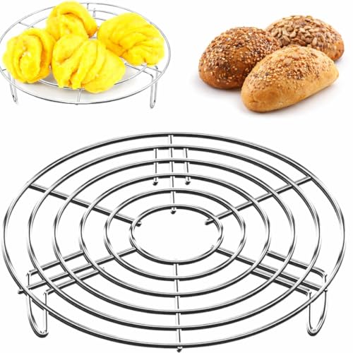 Edelstahl Einlegerost Dampfrost,Grillrost Mikrowelle Rund Kuchengitter Robuster Einlegerost für Kochtöpfe, Vielseitiges Abkühlgitter, Stabiler Rundrost zum Dämpfen, Kühlen Backen(20 × 3CM)