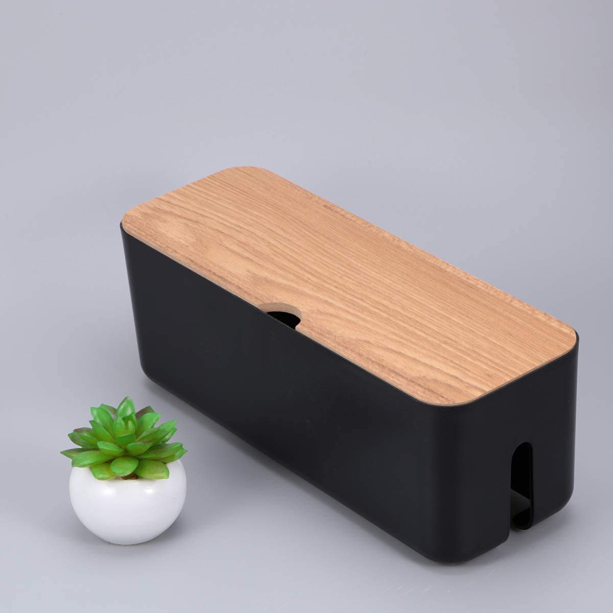 Buy Large Cable Management Box Wooden Style Cord Organizer Box and