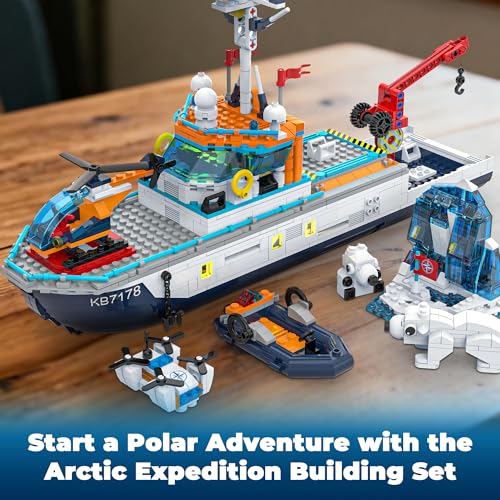 Glikid Arctic Explorer Ship Building Set for Boys Girls 8+, Light-Up - image 2