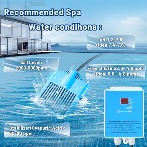 Hot Tub Salt System Conversion kit for Swim Spas and Hot Tubs up to 2000 Gallons, Drop-in Salt Chlorine Generator