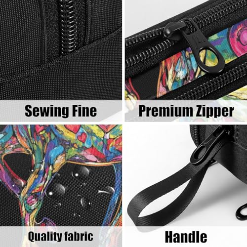 Image of Fustylead Colorful Unicorn for Valentines Day Pen Pencil Case Makeup Pouch Big Capacity Multi-Purpose Travel Bag Office Organizer with Zipper