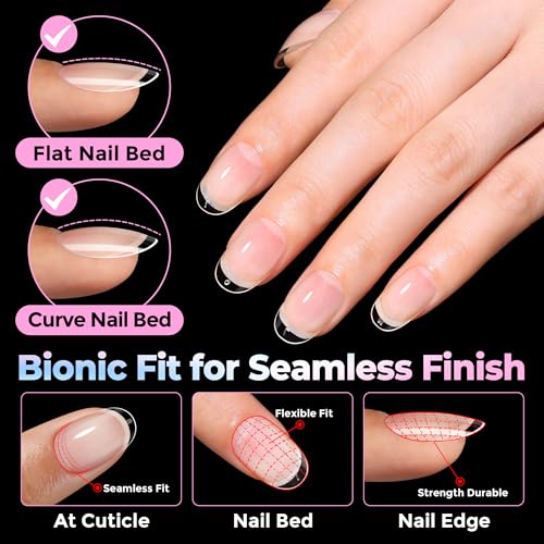 Image of UNA GELLA Oval Gel Nail Tips Short 15 Sizes 300PCS, Pre-Etched Clear Acrylic Nail Tips Easy DIY Salon Oval Almond Press On Nails Snug Fit Full False Fake Tips Extensions Long-Lasting Hold