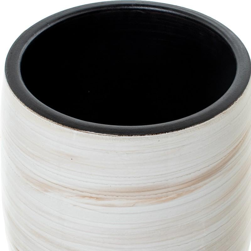 Vase de sol céramique blanc beige 60 cm DRW grand vase rond design