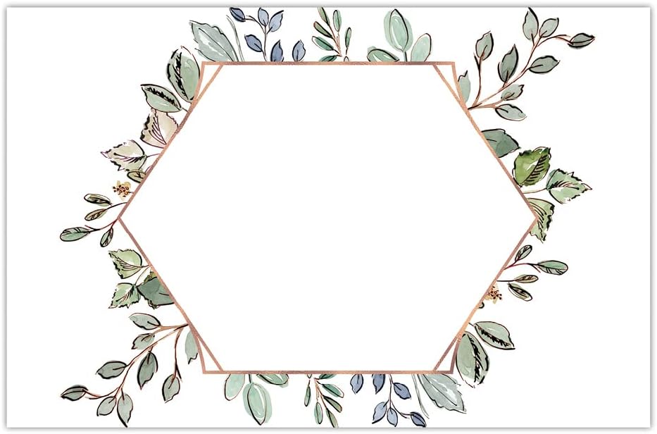 DIGIBUDDHA Eucalyptus Vines Placemat Boho Watercolor Green Ivy Sage Leaf Geometric Framed Leaves 17" x 11" Place Mats Modern Greenery Decor Spring Bridal Shower Dinner Table Setting