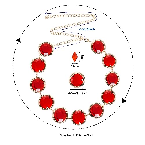 Dxhycc Women's Halloween Cosplay Waist Belt Adjustable Stone Chain Red Gems Belt for Halloween Party2