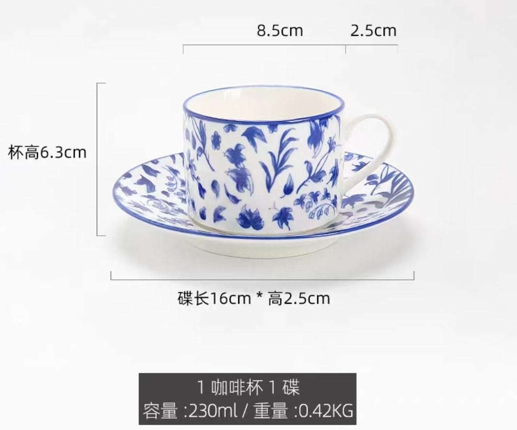 Coffee Cup,Tea Cups,Coffee Cup* Ceramic Coffee Cup Set,Tea Set,Ceramics Coffee Cup Saucer Set with 3 Pieces,Chinese Blue and White Porcelain Style Tea Cup Saucer Set Porc