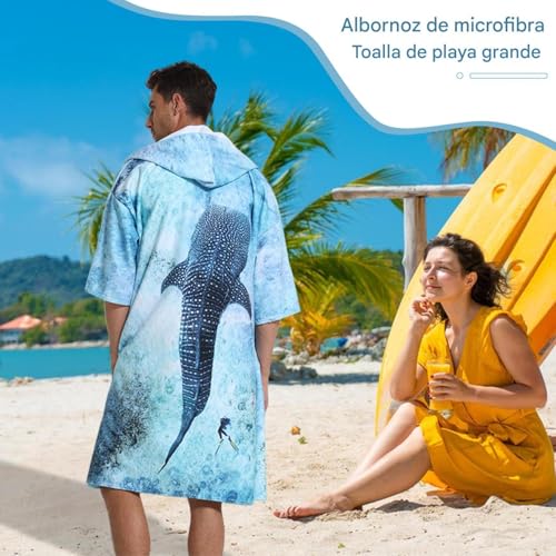 Toalla de playa de microfibra ligera con capucha absorbente y multifuncional 6