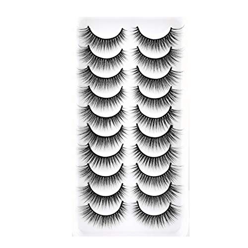 6D Faux Mink Lashes False Eyelashes Natural Look Fake Lashes Cat Eye Wispy Volume Short Soft Eyelashes Small Face Handmade Reusable Lashes Pack by ZANLUFLY