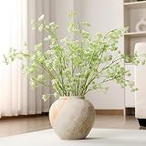 Zeyune Faux Berry Stems Summer Artificial Dusty Plum Stem Soft Plum Sedum Berry Picks Branches Faux Spray for Home Wedding Holiday Seasonal Farmhouse Mantel DIY Home Decorations(5 Pcs,Green White)