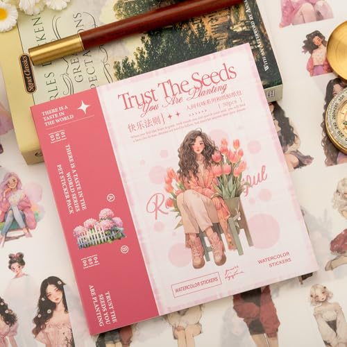 Uideyvi Animated Beautiful Female Themes Sticker Scrapbooking Supplies for Junk Journal, 50 Sheets Washi Stickers - Vintage Journaling Stickers, Ephemera Sticker Book Pre Cut(TZ-005-007) by Uideyvi - Image 5