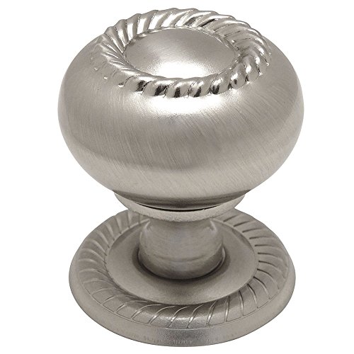 Cosmas 4040SN Satin Nickel Rope/Scroll Cabinet Hardware Knob with Matching Backplate - 1-1/4