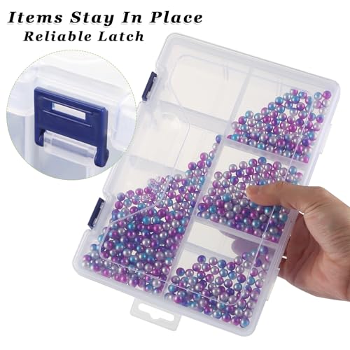 Image of LDXURU 6 Pack Small Tackle Box Organizer, 8 Grids Plastic Organizer Box with Adjustable Dividers, Clear Plastic Storage Container for Craft, Beads, Tackle, Small Parts