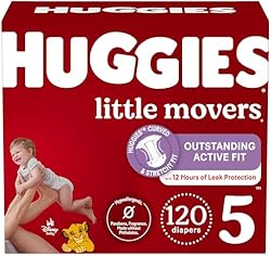 Huggies Size 5 Diapers, Little Movers Baby Diapers, Size 5 (27+ lbs), 120 Count (2 Packs of 60)