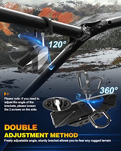 Braveway Utv Rearview Center Mirror With White Led & Rgb Color Interior Lights, Fits 1.5"-2" Roll Bar Mount Compatible For Polaris Rzr X3 Kawasaki Pioneer Talon Can-Am Commander #TOP3