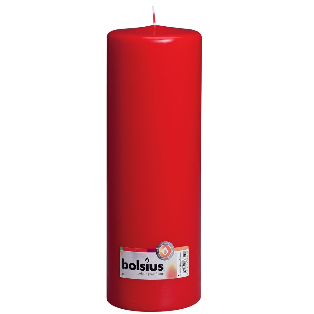 bolsius 4 Stumpenkerzen 300/100, Rot, Unparfümiert
