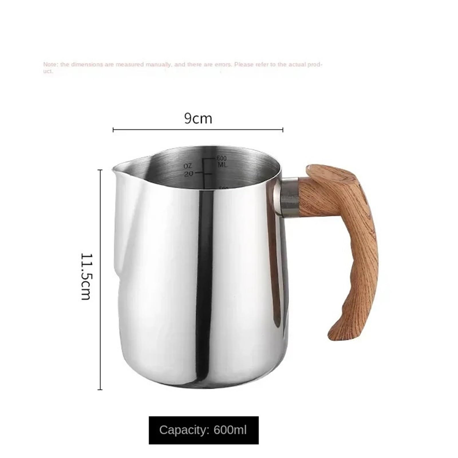 Jarras de espuma de leche, jarra de espuma de café de acero inoxidable para latte, capacidad de 600/900 ml, ideal para baristas y uso doméstico, duradera y fácil de limpiar