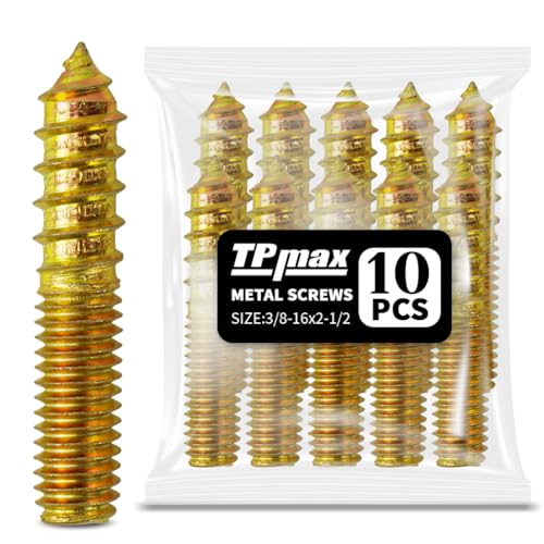 TPmax 10 Pack 3/8-16 x 2-1/2 Inch Hanger Bolts Double Headed Bolts Self-Tapping Screw Hanger Bolts for Furniture (3/8-16" x 2-1/2")