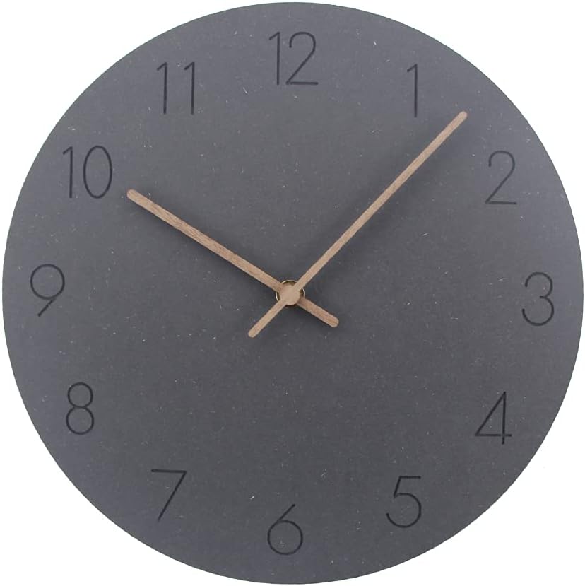 Wall Clock - Silent Flatwood Wall Clock 12" Non-Ticking Modern Style Wooden Clock Battery Operated Wall Clock for Home Living Room Kitchen Bedroom Office School Hotel