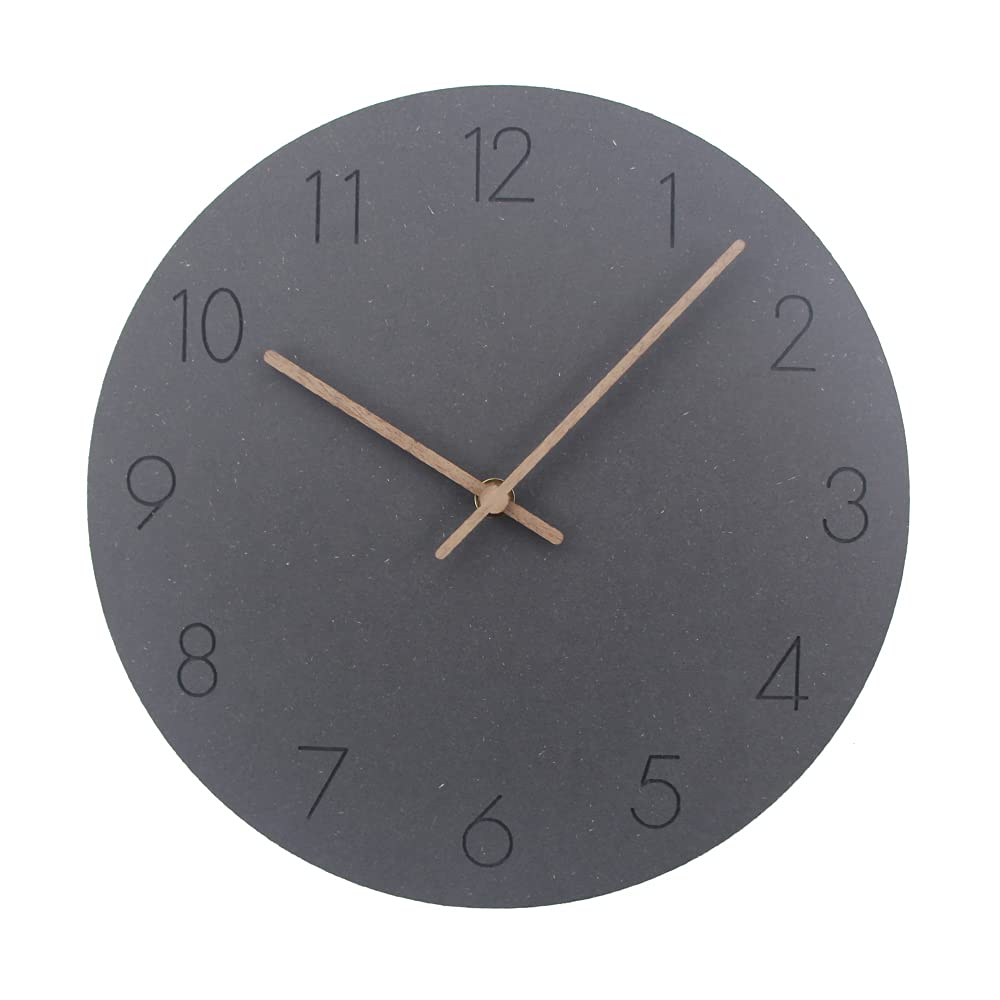 Wall Clock - Silent Flatwood Wall Clock 12" Non-Ticking Modern Style Wooden Clock Battery Operated Wall Clock for Home Living Room Kitchen Bedroom Office School Hotel